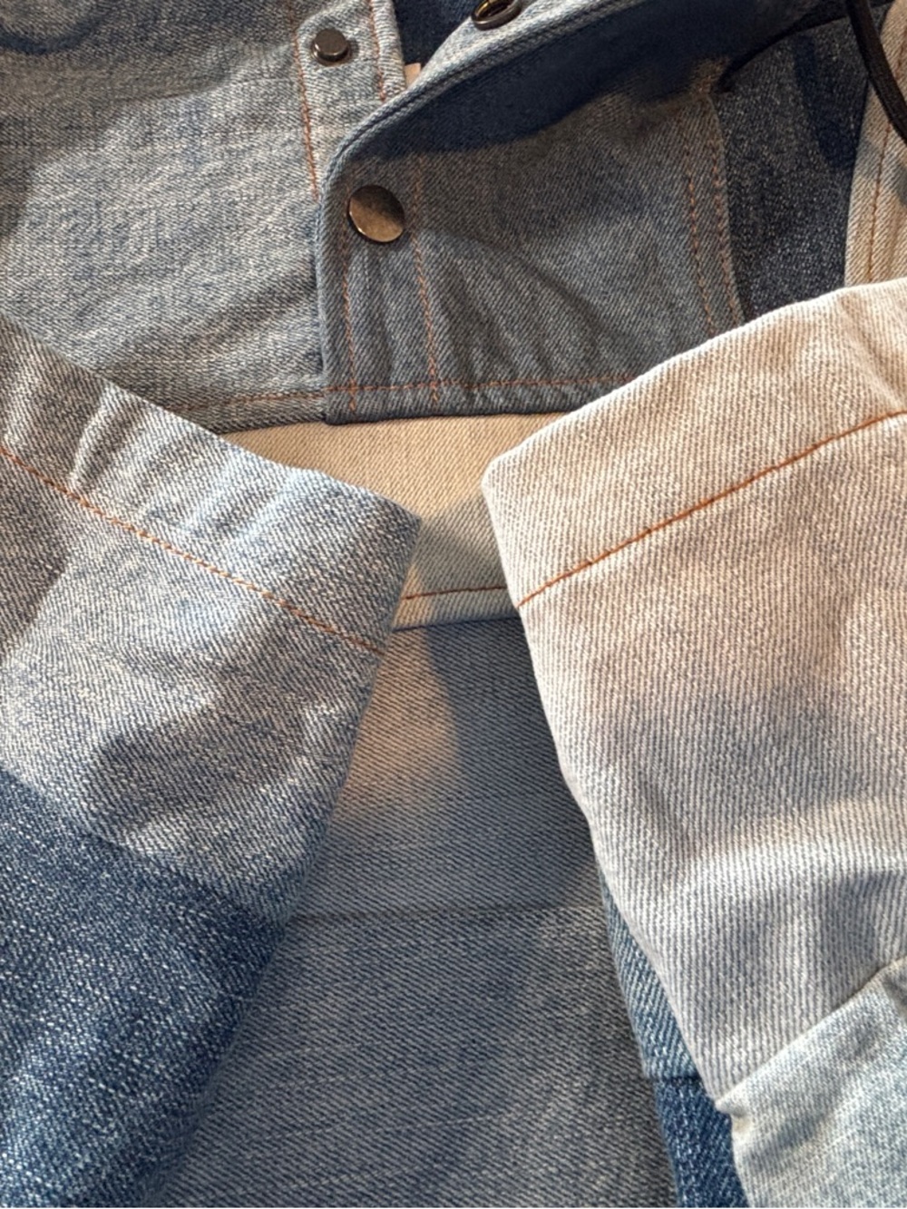 MNML Patchwork Denim Pullover Hoodie with Gunmetal hardware size XL - Picture 2 of 9